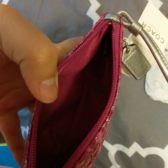NWT SILVER AND RASPBERRY COACH WRISTLET - Picture 5 of 8